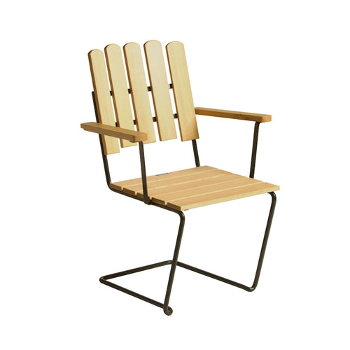 Armchair A2, Oiled Pine with Green Base