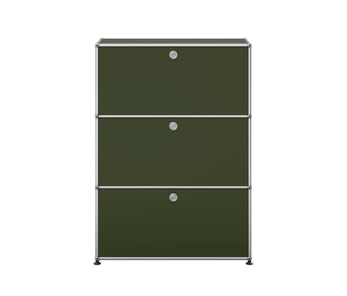 USM Haller 3-Layer Highboard Cabinet, Olive Green