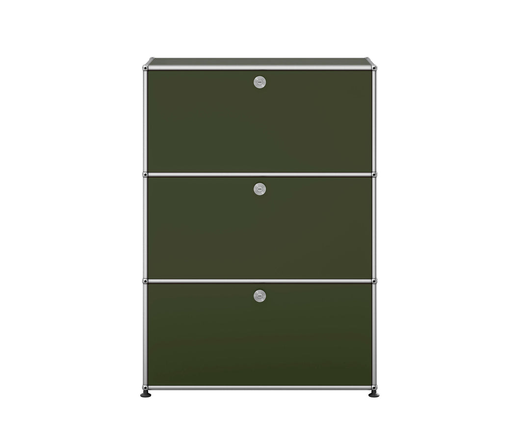 USM Haller 3-Layer Highboard Cabinet, Olive Green