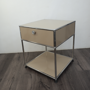 Night Stand with Metal Extension Drawer (Beige)